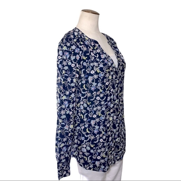 Gap Framed Zen Blouse M Modal Bohemian Springfield Top Blue Balloon Sleeve Shirt - Picture 3 of 11